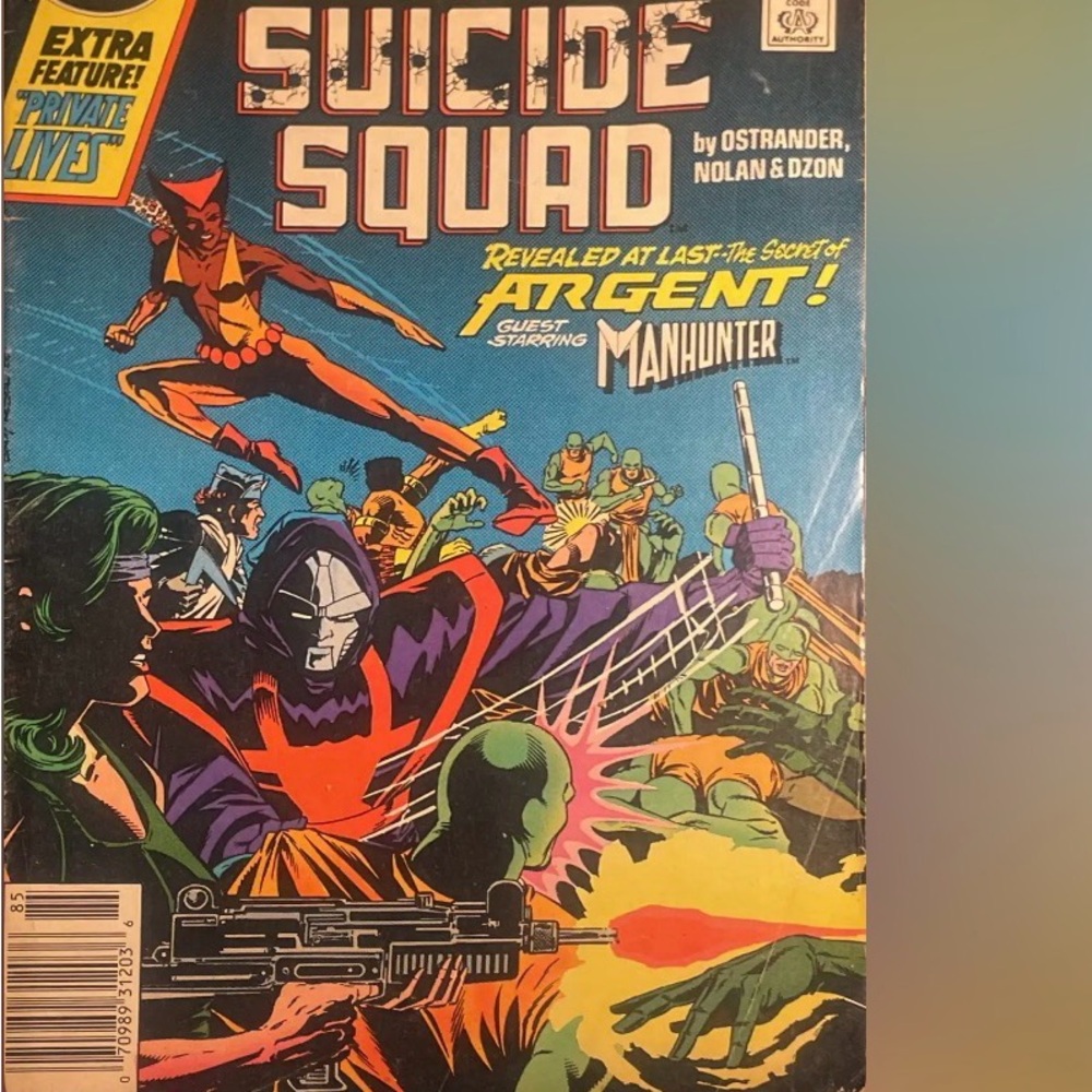 DC Comics Suicide Squad with Bold Red and Purple